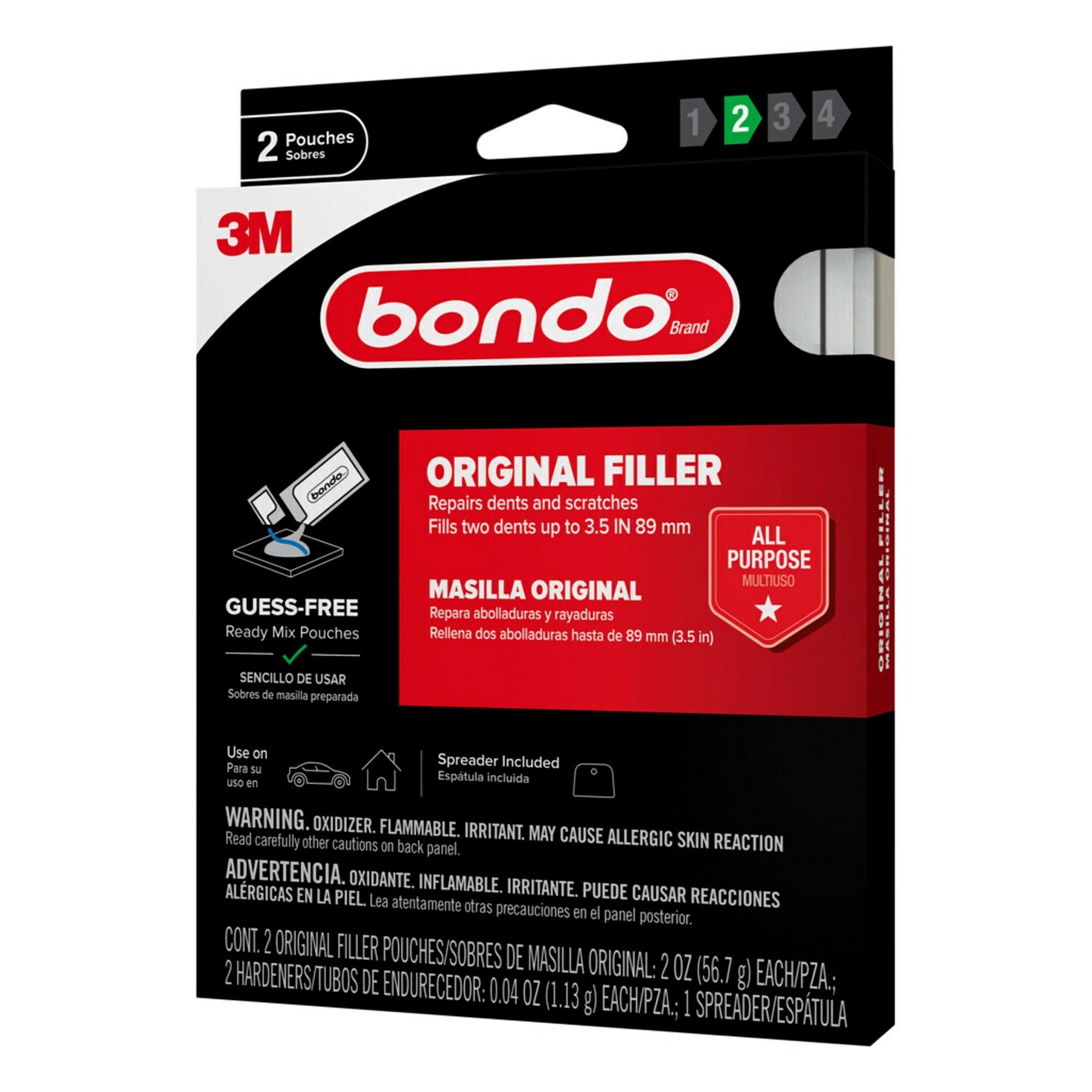 Bondo® Original Filler OR-2PK-ES, Ready Mix Pouches, 2 oz, 6 per case